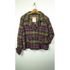 Y2K Aeropostale Coat Women Sz XXL Wool Academia Preppy Double Breasted Military